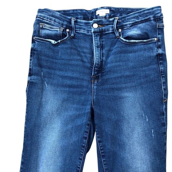 Good American Size 15 34x25 Good Legs Cropped Mini Boot Cut Stretch Blue Jeans - Picture 3 of 8